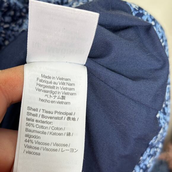 J. CREW Factory Short Quilted Cotton Blend Jacket Blue Floral Sz 18 [3M9} - Picture 8 of 9